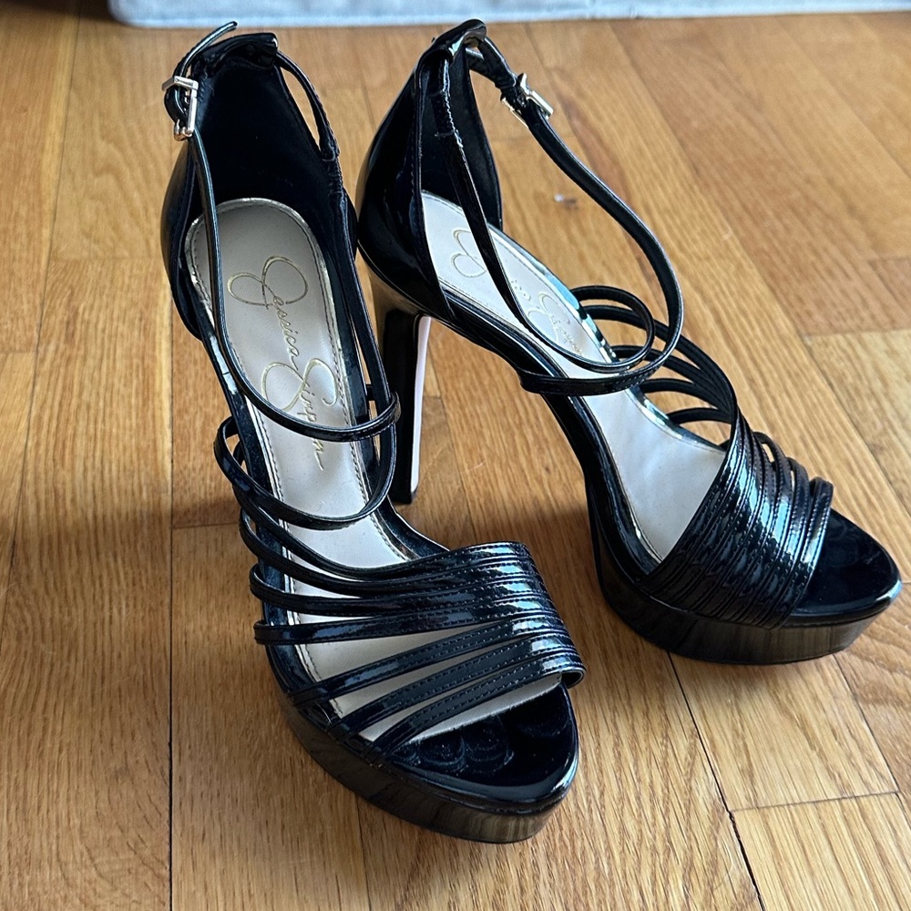 Jessica Simpson Black Patent Leather Platform Heels